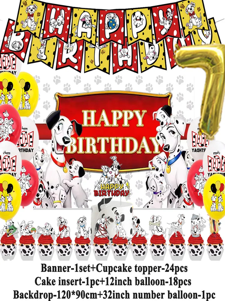 Disney 101 Dalmatians Birthday Party Supplies Cartoon One Hundred and One  Dog Balloon Backgrounds Cake Topper Banner Kids Gifts