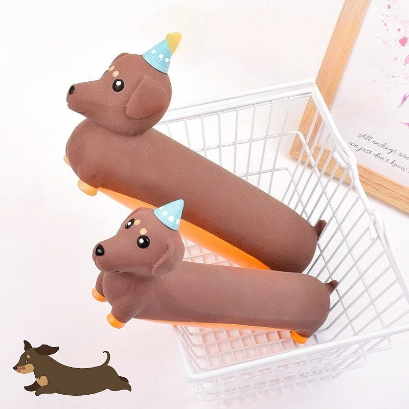 Dog Chew Toy Silicone Simulated Dachshund Modeling Squeaky Interactive Puppy Toy Bite Resistant Dog Accessories