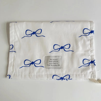 INS Plaid Bow Pet Meal Mat Double-sided Insulation Pad Napkins Cloth Desktop Accessories Shooting Background Cloth