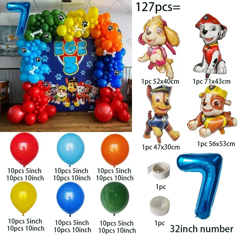 1set Dog PAW Patrol Aluminum Balloons figure 1 2 3 4 5 6 year old birthday party decoration Balloon Baby