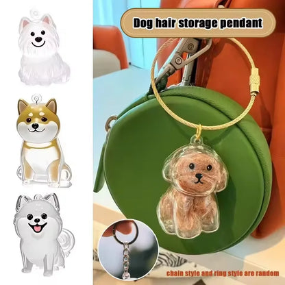 Clear Puppy Hair Memorial Keepsake Capsule Pet's Dog Fur Storage Container Pendant Keychain Decor Pet Lovers Home Display Gifts