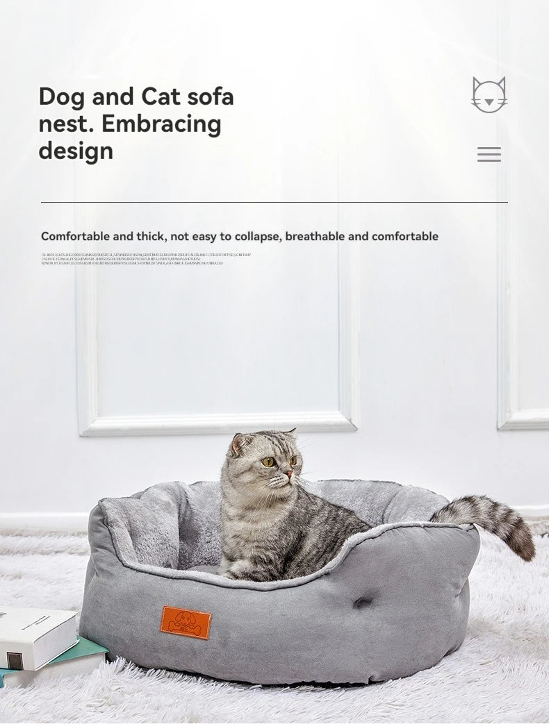 Pet cat bed winter warm plush hugging pet sofa dog bed non-slip removable and washable dog bed cat be