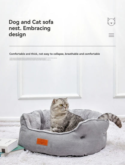 Pet cat bed winter warm plush hugging pet sofa dog bed non-slip removable and washable dog bed cat be