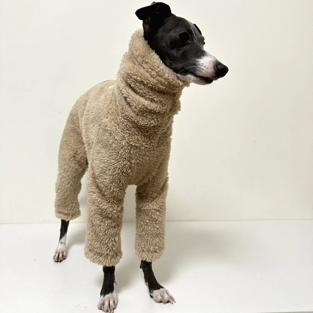 Winter Jacket For Little Greyhound Fleece Velvet Khaki Sweatshirt for Small Mid Poodle Dogs 4-legged Warm Coat for Yorkshire