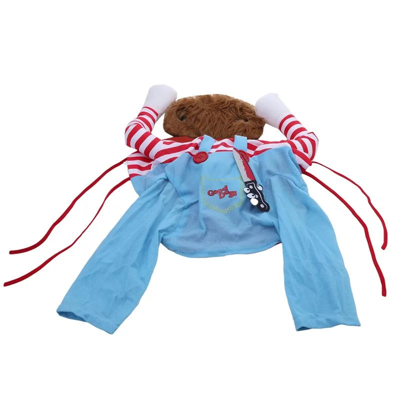 Chucky Dog Halloween Costume Fashion Funny Horror Movie Pet Party Outfit Comical Sweatshirt Set Dog Jumpsuit for Comical Effect