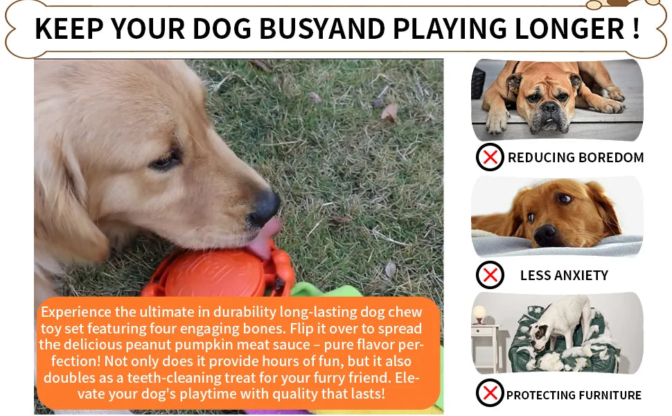 Dog Interactive Toy Colorful Tug Chew Ball with Treat Hiding Ropes, Beef Flavor, Fun Sound Play, Pet Training Stress Relief