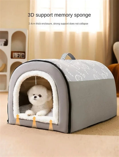 Winter Warm Foldable Pet House Removable Washable Dog Kennel Puppy Cave Sofa Pet Bed House for Large Dog and Small & Medium Cats