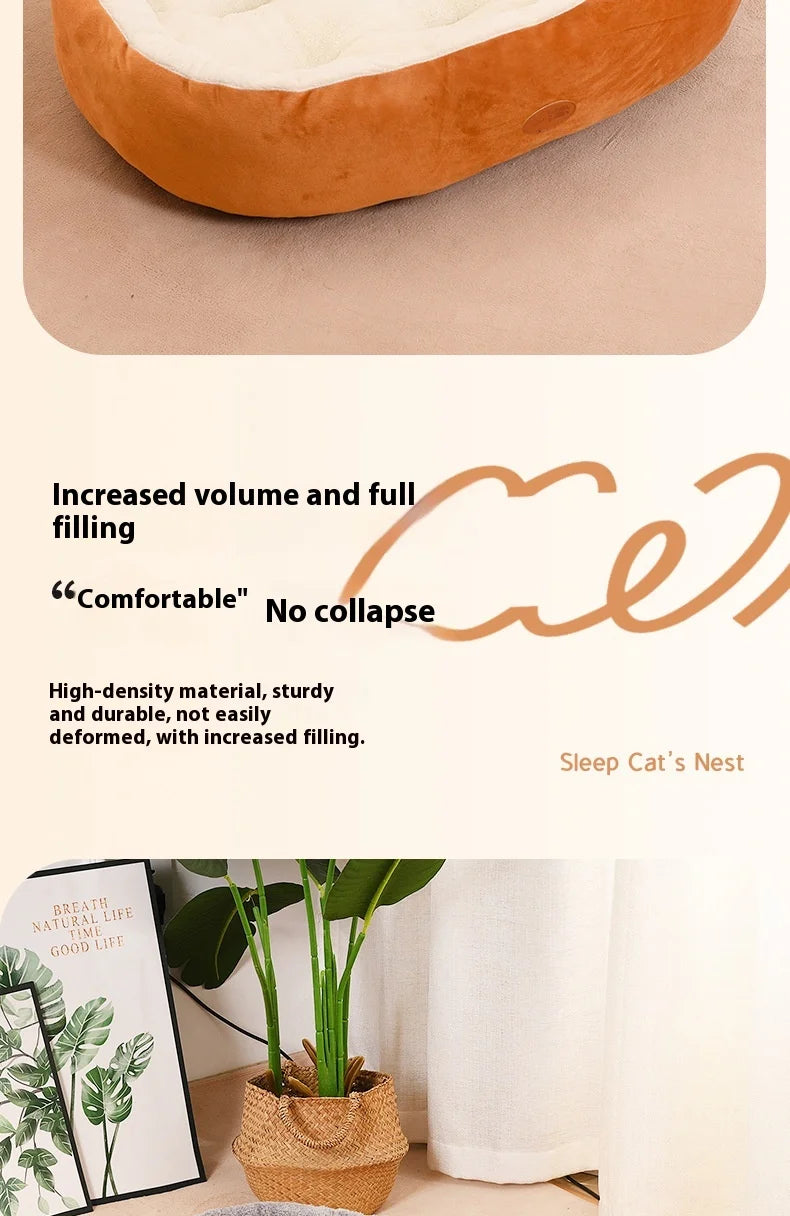 House Winter Warm Thickened Oval House All-Season Pet House Winter Small Dog House