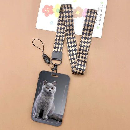 Cat and dog pattern Bank Credit ID Card Student Bus Card Holders Storage Protective Shell Pendant
