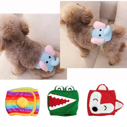 Cute Cartoon Dog Physiological Belt Elephant/Lion/Bear Cotton Dogs Panties Shorts Adjustable Soft Male Dog Safety Pants For Dogs