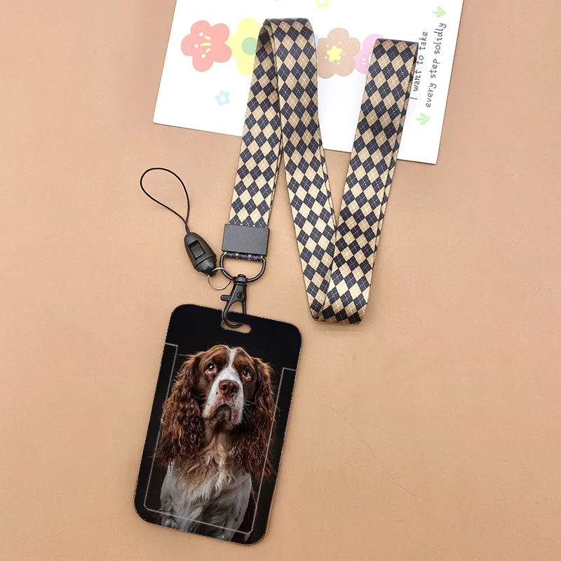 Cat and dog pattern Bank Credit ID Card Student Bus Card Holders Storage Protective Shell Pendant