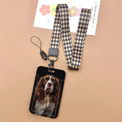 Cat and dog pattern Bank Credit ID Card Student Bus Card Holders Storage Protective Shell Pendant