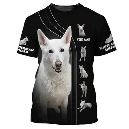 the BEST FRIEND FOREVER - German Shepherd Print T-Shirt for Men, Custom Name O-Neck Short Sleeve Pullover Top, 3D Print Sport Daily Fashion Trend Tee