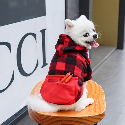 Autumn and Winter Warm Pockets Zipper Small Medium and Large Dog Clothes Pet Cat Teddy Bathroom Clothing Supplies