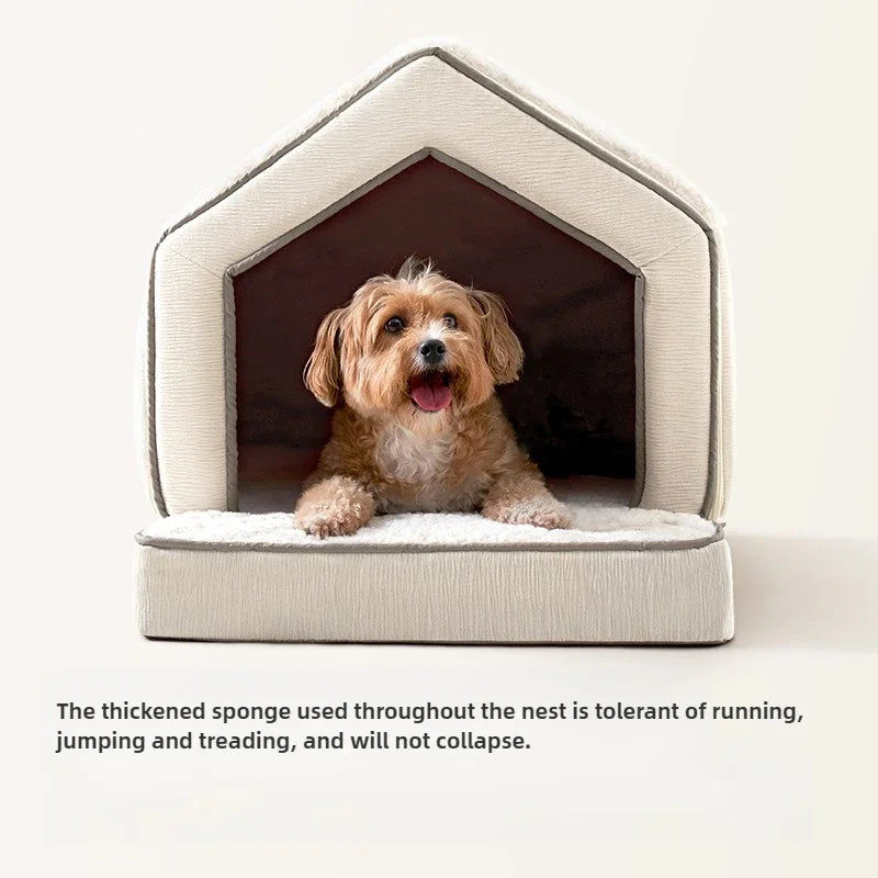 Sponge-Enclosed Small Dog House  Waterproof Winter Dog Bed  Removable Pet Warm House  Collapsible   Cat Sleeping Space