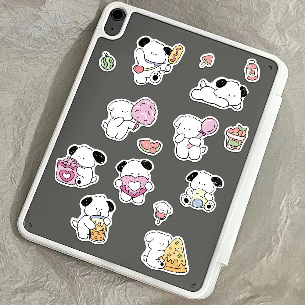 8PCS Happy Little White Dog Guka Stickers DIY Phone Cases Handbooks Decorative Cartoon Waterproof Stickers