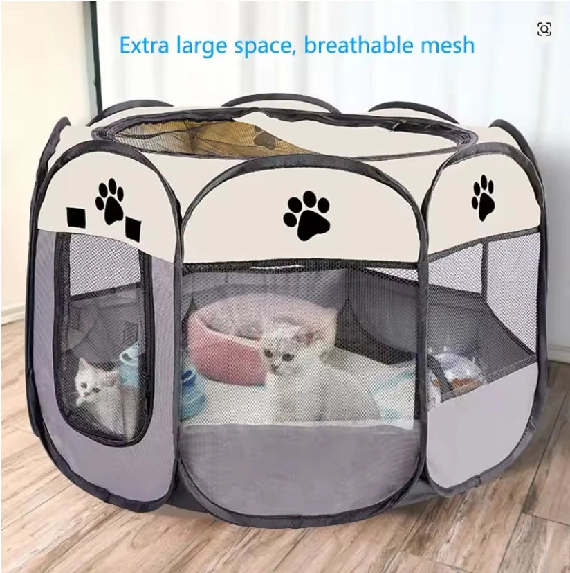 Portable Foldable Pet Tent Kennel Octagonal Fence Puppy Shelter Easy To Use Outdoor Easy Operation Large Dog Cages Cat Fences