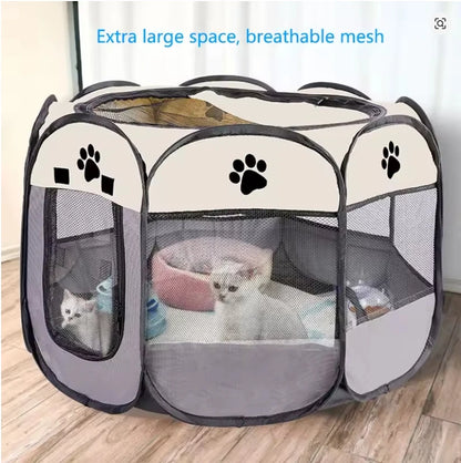 Portable Foldable Pet Tent Kennel Octagonal Fence Puppy Shelter Easy To Use Outdoor Easy Operation Large Dog Cages Cat Fences