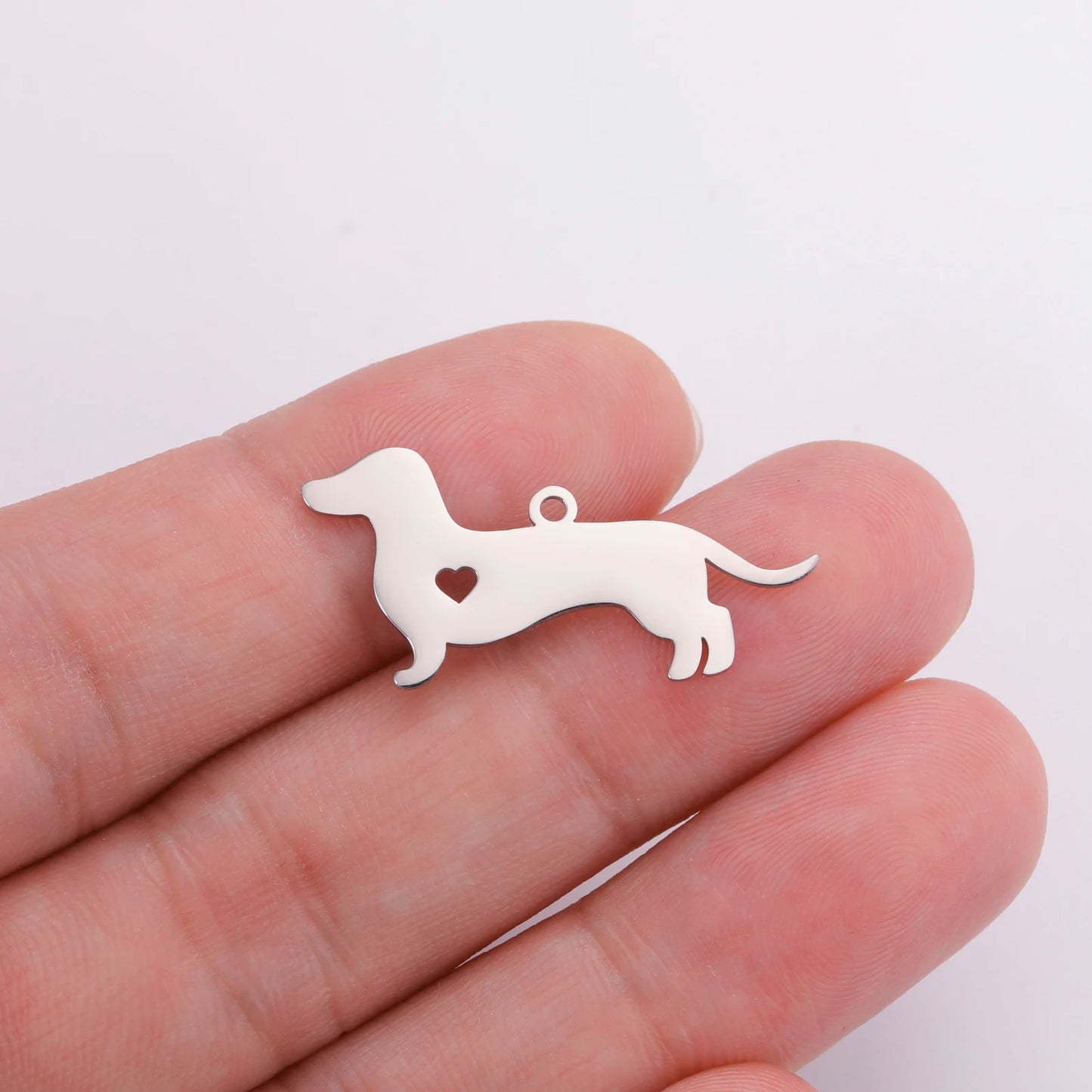 5 pieces/batch Cute Sausage Dog Wolf Pendant Stainless Steel DIY Earrings Bracelet Jewelry Fashion Jewelry Making