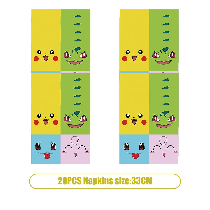 Pikachu Birthday Pokemon Party Decorations Pikachu Foil Balloons Disposable Tableware Plate Napkin Banner For Boy Party Supplies