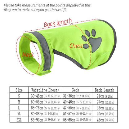 Ventilate Cozy Dog paw High Visibility Pet Hi Vis Coat Pet Reflective Vest Dog Jacket Pet Safety Vest
