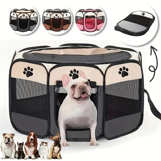 the CANVAS CORRAL - Portable Pet Playpen, Dog/Cat Birthing Room, Foldable Dog Playpen, Octagon Puppy Playpen, Indoor for Dogs/Cats and Rabbits, Small Animals