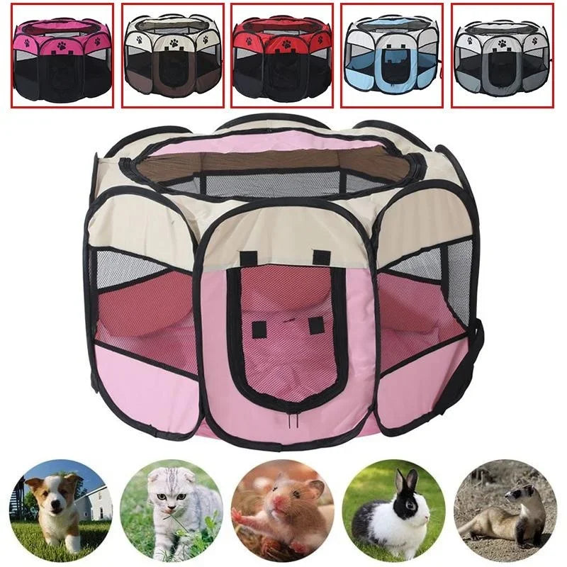 the DOGGY PLAYPEN - Portable Foldable Pet Tent Kennel, Octagonal Fence Puppy Shelter, Easy to Use Outdoor Easy Operation Large Dog Cages, Cat Fences