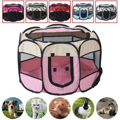 the DOGGY PLAYPEN - Portable Foldable Pet Tent Kennel, Octagonal Fence Puppy Shelter, Easy to Use Outdoor Easy Operation Large Dog Cages, Cat Fences
