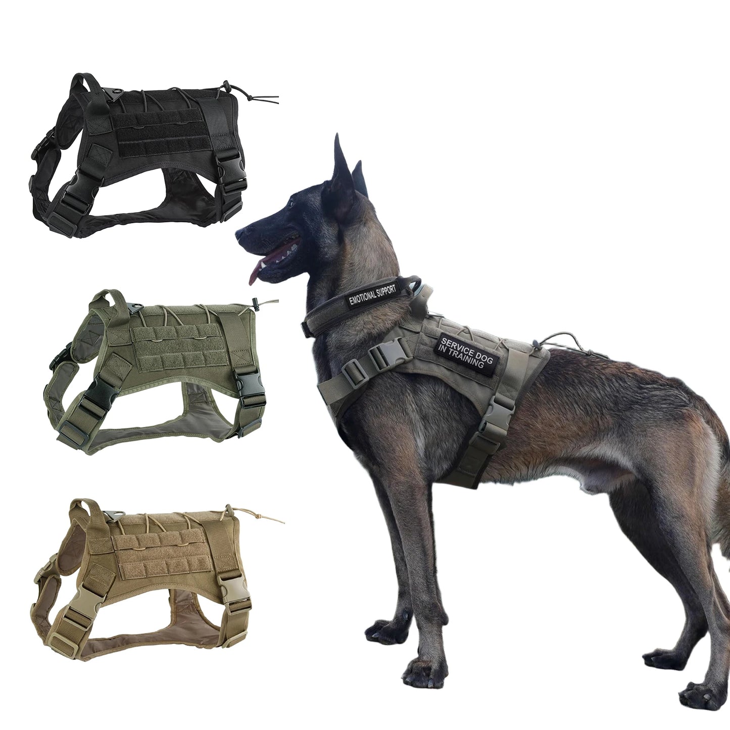 Tactical Dog Harness for Large Pet Harness No-Pull Service Vest Adjustable Military Dog Vest for Training Hunting Walking