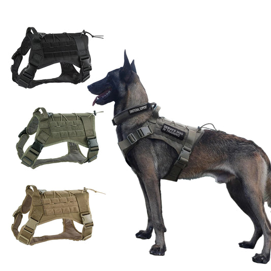 Tactical Dog Harness for Large Pet Harness No-Pull Service Vest Adjustable Military Dog Vest for Training Hunting Walking