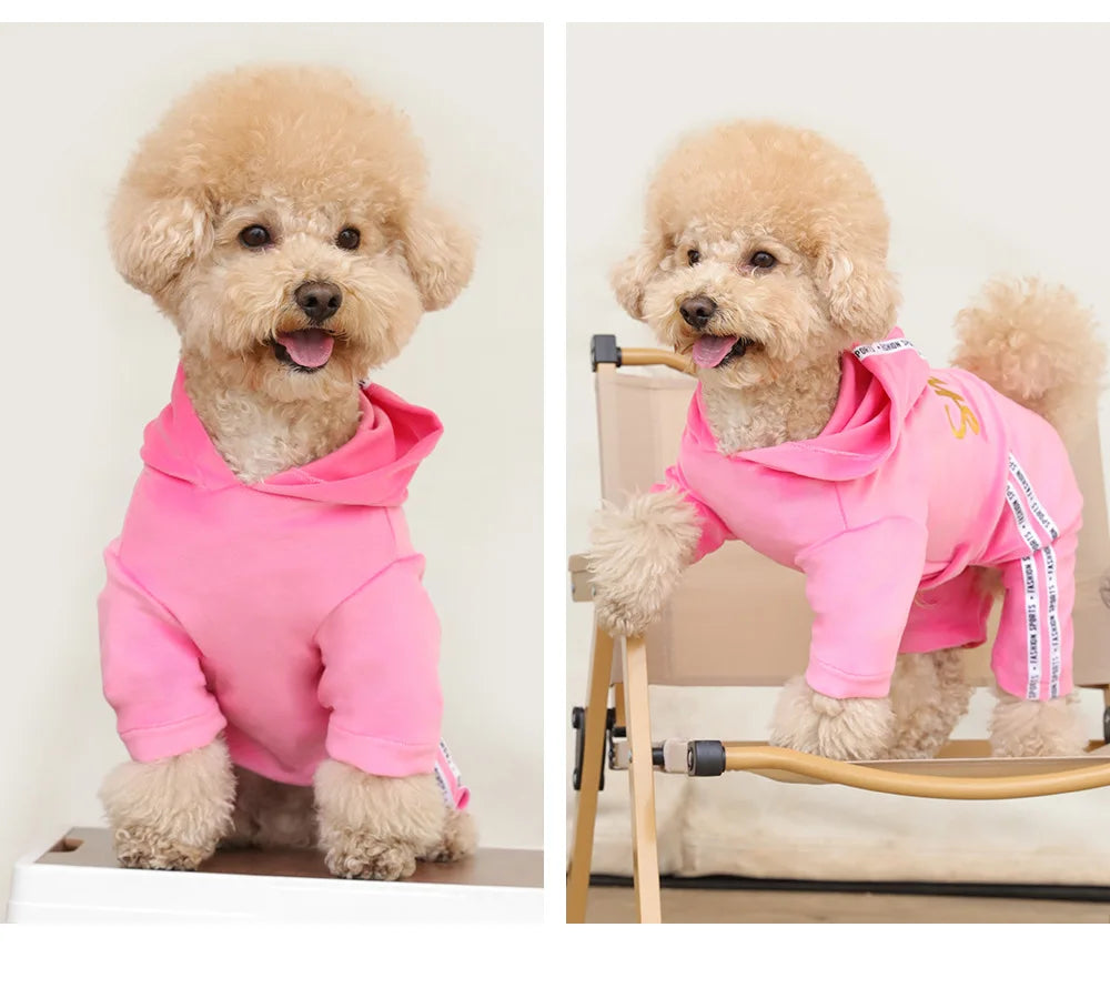 Soft Velvet Dog Jumpsuit Puppy Pajamas Onesie with Hoodie Pet Apparel Spring Autumn Cozy Dog Clothes for Small Medium Dogs