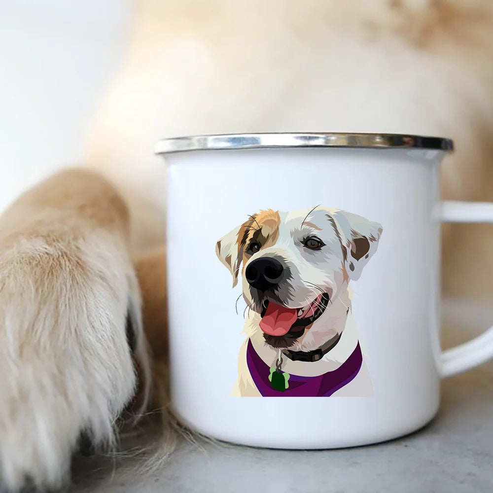 Original Mugs Coffee Cups to Sublimate Cute Dog Printed Enamel Coffee Tea Mugs Office Home Party Beer Drink Cola Cups Travel Cup