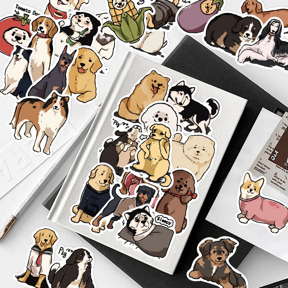 50PCS Cartoon Cute Dog Graffiti Stickers Waterproof Decals for Laptops Skateboards Guitars Luggage Phones Scrapbook
