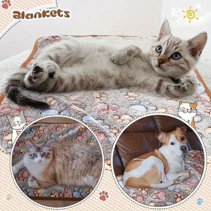 Soft Flannel Fleece Cat Dog Blanket Bed Mats Paw Foot Print Warm Pet Blanket Sleeping Beds Cover Mat For Dogs Cats Pets supplies