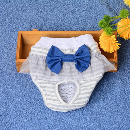 Dog Menstrual Pants Comfortable Anti-harassment Pet Sanitary Pants Breathable Cotton Puppy Bowknot Diaper Clothing Pet Supplies