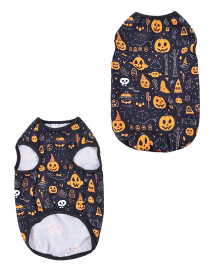 the PAWBOO HALLOWEEN VEST - 1 PC Halloween Pet Vest, Halloween Night Theme Sleeveless Printed T-Shirt, Cat & Dog Parties Style, Multiple Sizes Available