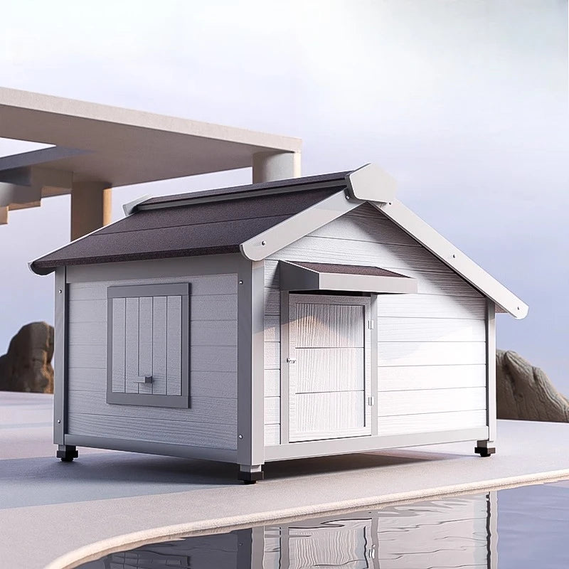 the DOG SHED - Rainproof and Cold-Proof Outdoor Doghouse Kennel, Winter Warm Large Dog Wooden Luxury Villa Doghouse