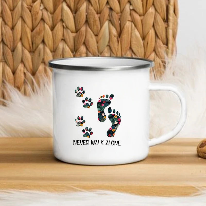 I Love My Dog Printed Enamel Cups Creative Coffee Tea Mug Drinks Dessert Breakfast Milk Cup Cut Mugs Handle Drinkware Best Gifts