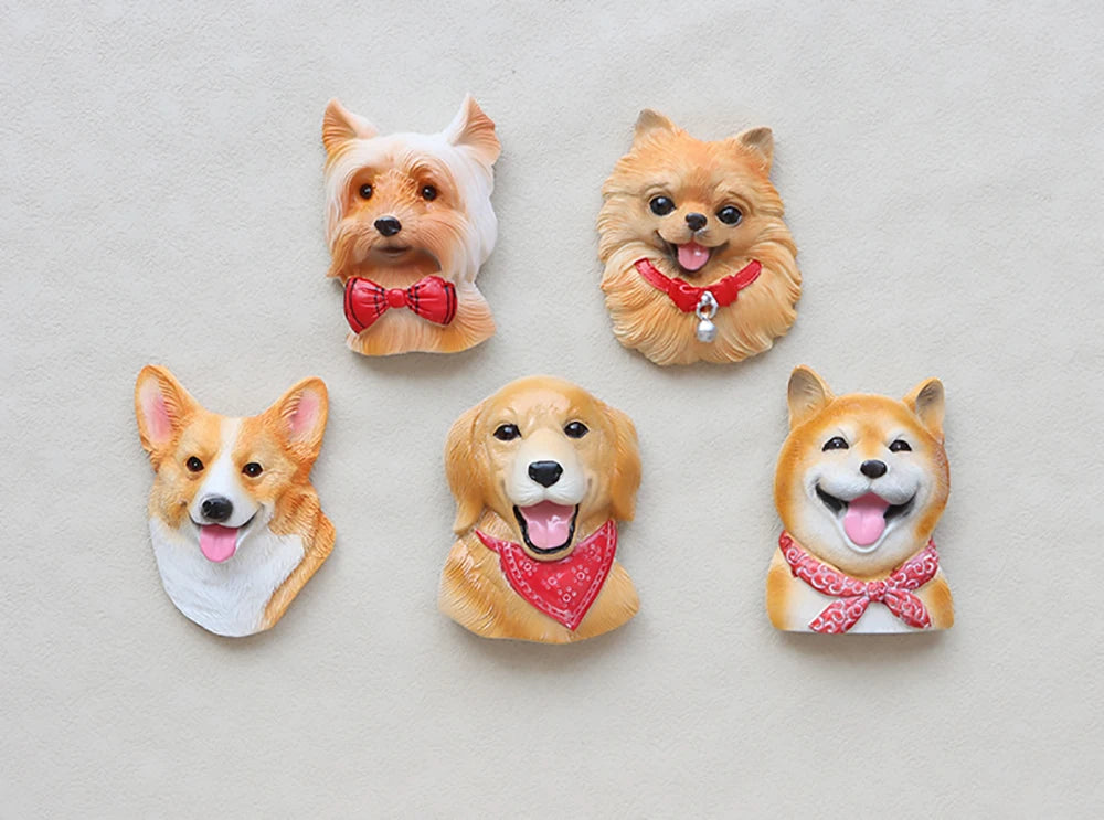 3D pet dog resin magnetic refrigerator sticker simulation corgi,Yorkshire,Golden Retriever,Magnetic sticker home decoration