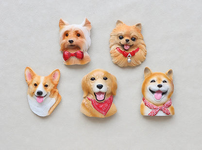 3D pet dog resin magnetic refrigerator sticker simulation corgi,Yorkshire,Golden Retriever,Magnetic sticker home decoration