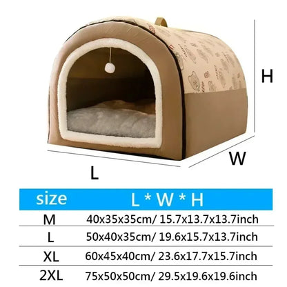 Winter Warm Foldable Pet House Removable Washable Dog Kennel Puppy Cave Sofa Pet Bed House for Large Dog and Small & Medium Cats
