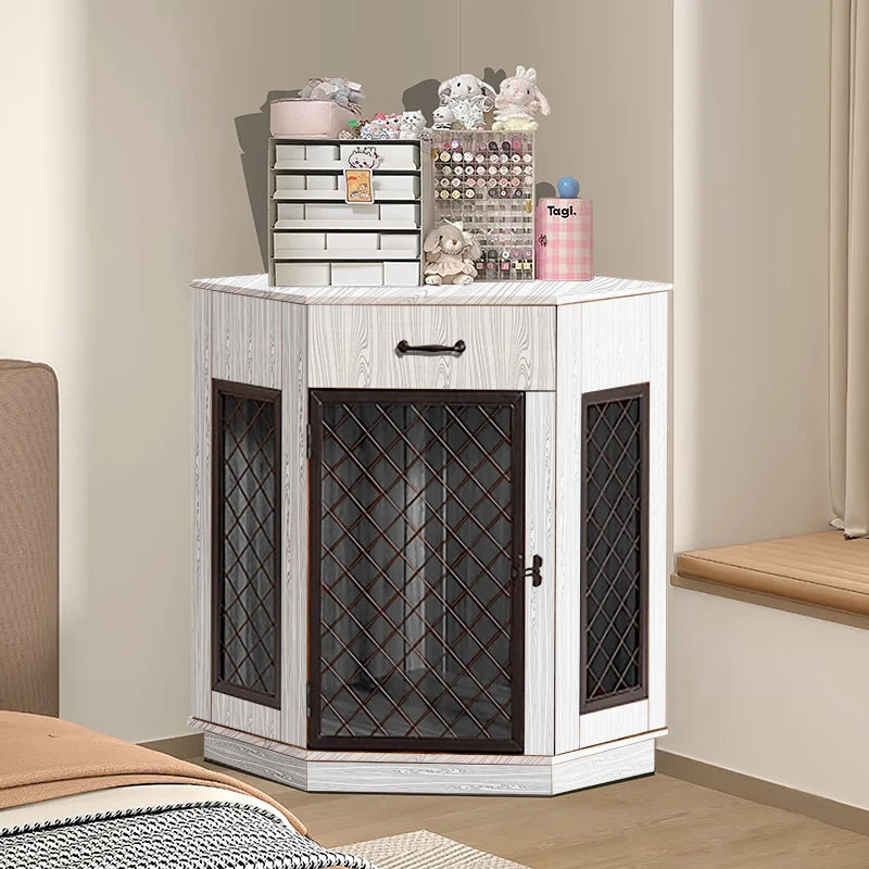 the CRATE CORNER - Best Seller Furniture Dog Crate Corner, Dog Kennel Corner Wooden End Table, Pet Crates Corner Side Table for Dogs