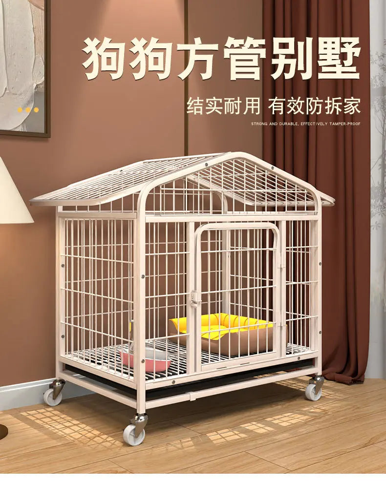 Heavy Duty Dog Cage Large Medium Pet Cage with Toilet Full Square Tube Indoor Dog House