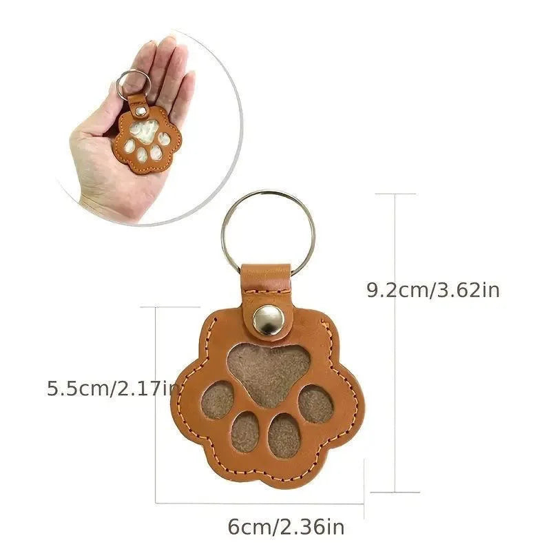 Pet Hair Keepsake Keychain Leather Memorial Locket for Storing Dog Cat Fur, Cute Pet Loss Gift, Remembrance Key Ring Bag Charm