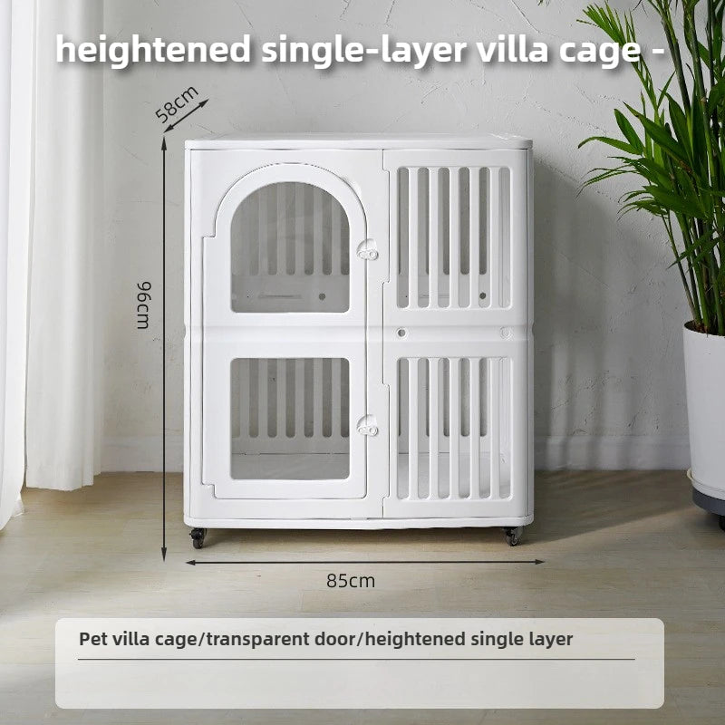 Indoor Dog House Large Space Pet Cage Noiseless Universal Wheel Transparent Dogs Villa Kennel Pet Accessories Products
