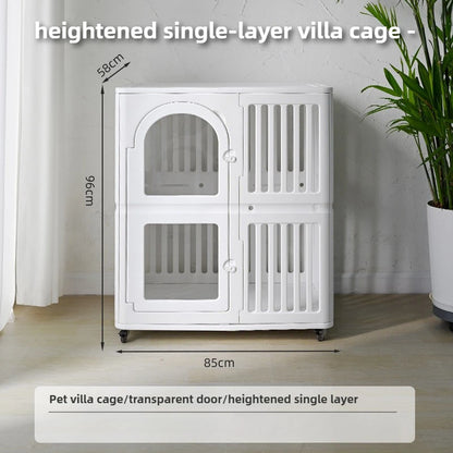 Indoor Dog House Large Space Pet Cage Noiseless Universal Wheel Transparent Dogs Villa Kennel Pet Accessories Products