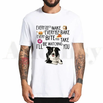 the BORDER COLLIE - Border Collie Print T-Shirt, Hip Hop Girl Print Top Tees, Harajuku Dog Cartoon Funny Kawaii Art T-Shirts, Men Fashion Summer T-Shirts