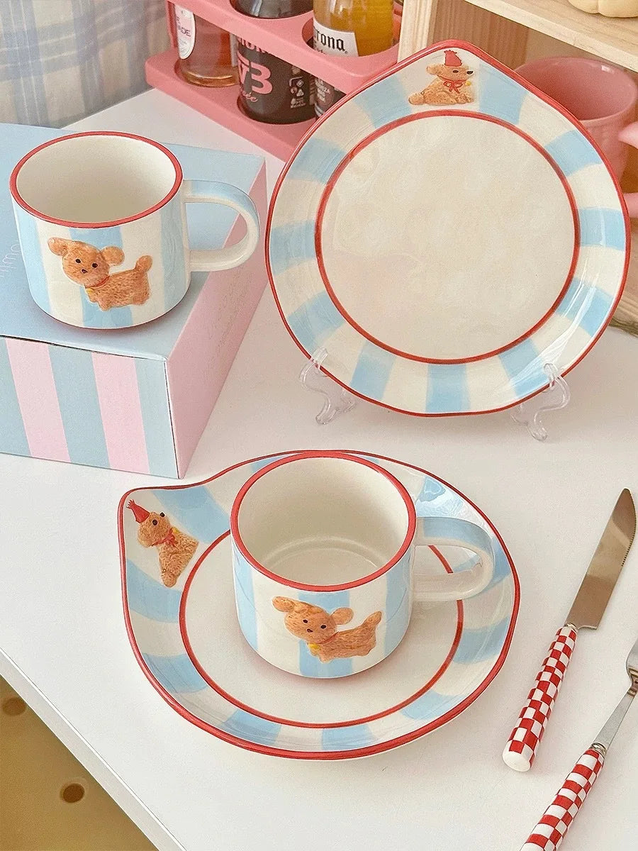 Mug Designer Hand-painted Birthday Dog Ceramic Coffee Mug Set High Appearance Level Cup Christmas Gift Birthday