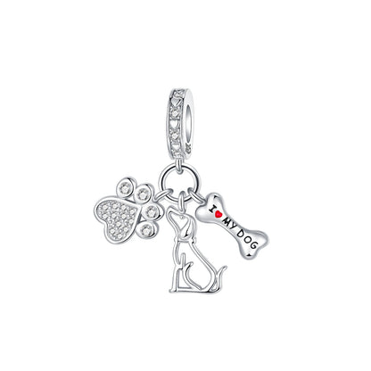 925 Sterling Silver Girl Holding Dog Charms Beads Fit Original 925 Bracelet Making Gift for Woman Jewelry Diy Fashion Pendant