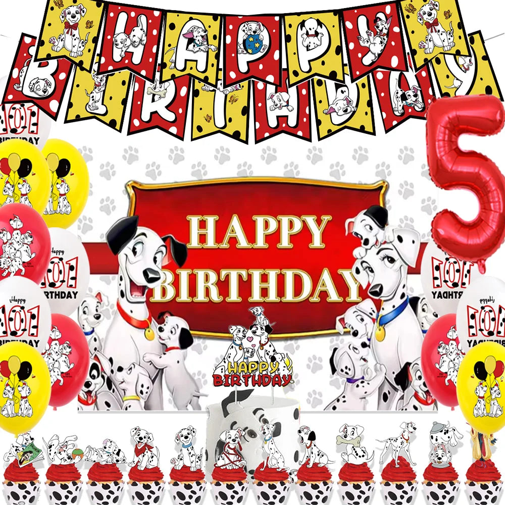 Disney 101 Dalmatians Birthday Party Supplies Cartoon One Hundred and One  Dog Balloon Backgrounds Cake Topper Banner Kids Gifts